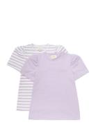 T-Shirt Ss 2-Pack Tops T-Kortærmet Skjorte Purple Creamie