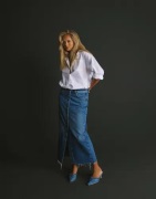 Only - Blå - Onlsheena Mw Long Dnm Skirt