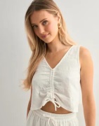 Pieces - Hvid - Pcsastina Sl Cropped Top Wvn Bc