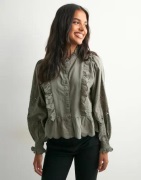 Neo Noir - Grøn - Petrine Embroidery Blouse