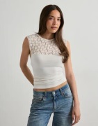Nelly - Hvid - Lace Blocking Sleeveless Top