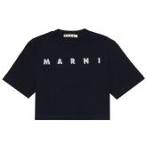 Marni T-Shirt - Cropped - Sort m. Pailletter