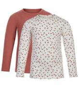 Minymo Bluse - 2-pak - Canyon Rose/Hvid m. Blomster