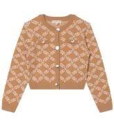 Michael Kors Cardigan - Cropped - Strik - Dark Stone/Hvid m. MÃ¸n