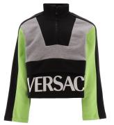 Versace Sweatshirt m. LynlÃ¥s - GrÃ¥meleret m. Sort/NeongrÃ¸n