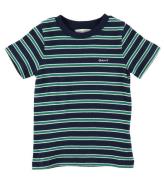 GANT T-shirt - Evening Blue/GrÃ¸nstribet