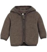 Huttelihut Cardigan - Uldfleece - Brown Melange m. Ã?rer