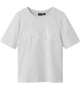 LMTD T-shirt - NlfByasi - Light Grey Melange/White Print