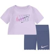 Nike ShortssÃ¦t - T-shirt/Cykelshorts - Diffused Blue