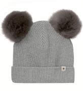 Huttelihut Hue - Uld/Bomuld - Strik - Medium Grey Melange m. Kva