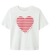 Name it T-shirt - NkfFesko - Bright White/CHINESE RED HEART