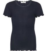 Rosemunde T-shirt - Rib - Balta - Navy m. Blonder